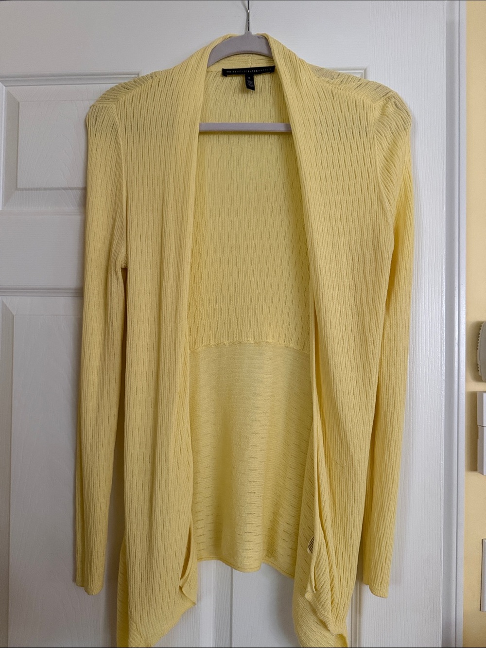 White House Black Market Pale Yellow Open-Front Women's Cardigan